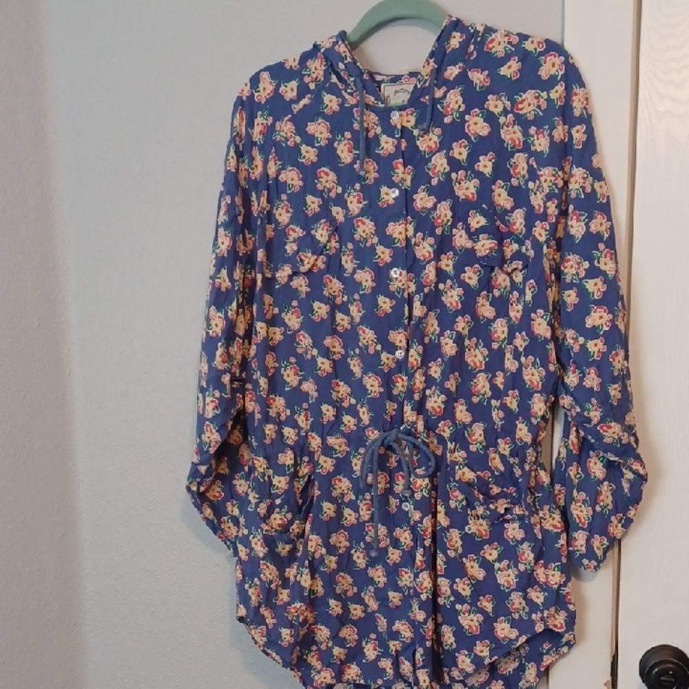 Floral Blue Long Sleeve Romper